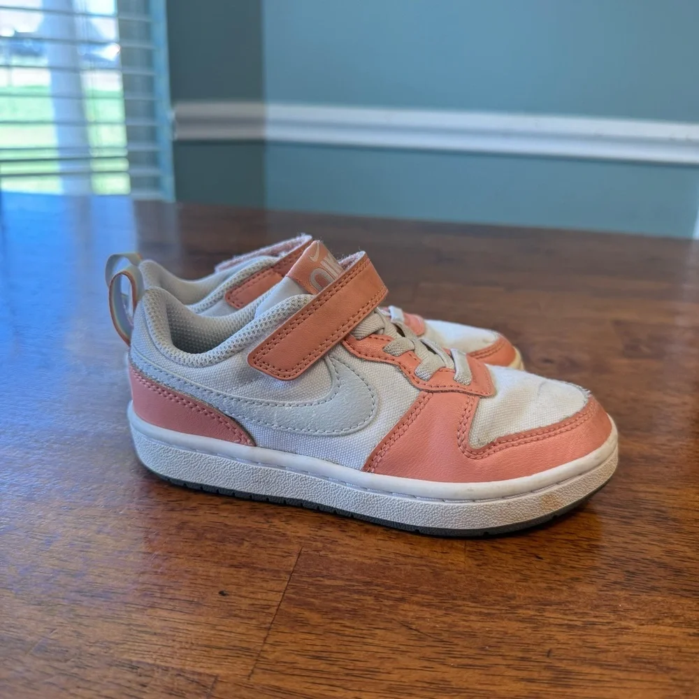Kids Nike Court Borough Low 2 SE Coral White Shoes size 11